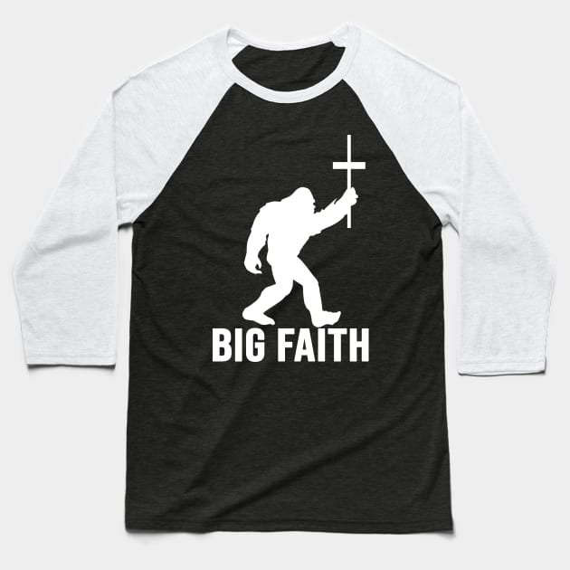 Vintage Big Faith Bigfoot With Cross Funny Christians Gift Baseball T-Shirt by ValentinkapngTee